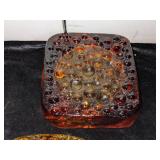 3 Mid Century Modern Amber Bubble Ash Trays