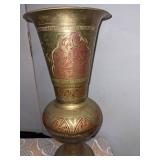 2 Etched Brass Vases