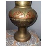 2 Etched Brass Vases