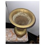 2 Etched Brass Vases