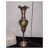 2 Etched Brass Vases