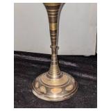 2 Etched Brass Vases