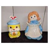 Raggedy Ann & Rabbit Cookie Jars
