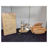 Mid Century Modern Douglas 22k Gold Plated Hurricane Lamps