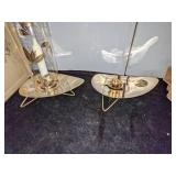 Mid Century Modern Douglas 22k Gold Plated Hurricane Lamps