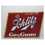 Large Embossed Metal SCHLITZ Beer Sign