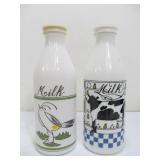 Vintage Alan Wood Milk Glass Bottles
