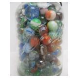Larger Bale Top Canning Jar Full of Vintage Marbles