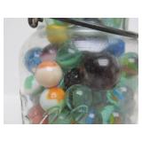 Larger Bale Top Canning Jar Full of Vintage Marbles