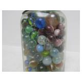 Larger Bale Top Canning Jar Full of Vintage Marbles
