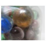 Larger Bale Top Canning Jar Full of Vintage Marbles