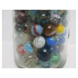 Larger Bale Top Canning Jar Full of Vintage Marbles