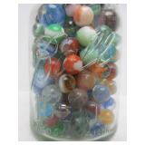 Larger Bale Top Canning Jar Full of Vintage Marbles