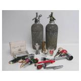 Group of Vintage Bar Items - Old Seltzer Bottles etc