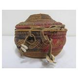 Small Antique Hand Woven Basket w/Lid