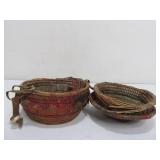 Small Antique Hand Woven Basket w/Lid