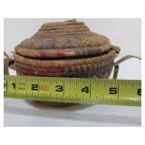 Small Antique Hand Woven Basket w/Lid