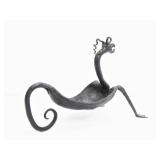 Vintage Hand Wrought Iron Sculptural Dragon Tray/Holder