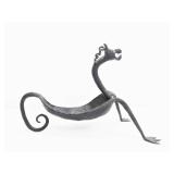 Vintage Hand Wrought Iron Sculptural Dragon Tray/Holder