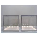 Pair of Working Ikea Acrylic LED Lighted Display Cube