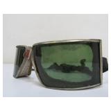 Old Vintage Racing/Aviation/Safety Goggle w/Green Glass Lenses