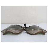 Old Vintage Racing/Aviation/Safety Goggle w/Green Glass Lenses