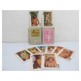 Vintage Risque Nude Doll w/Oversized Deck of Playing Cards