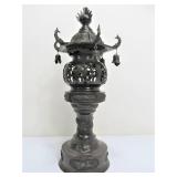 Large Vintage Oriental Bronze Pagoda Dragon Temple Censor Incense Burner
