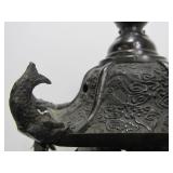 Large Vintage Oriental Bronze Pagoda Dragon Temple Censor Incense Burner
