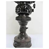 Large Vintage Oriental Bronze Pagoda Dragon Temple Censor Incense Burner