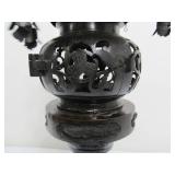 Large Vintage Oriental Bronze Pagoda Dragon Temple Censor Incense Burner