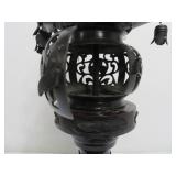 Large Vintage Oriental Bronze Pagoda Dragon Temple Censor Incense Burner