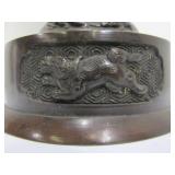 Large Vintage Oriental Bronze Pagoda Dragon Temple Censor Incense Burner