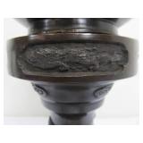 Large Vintage Oriental Bronze Pagoda Dragon Temple Censor Incense Burner