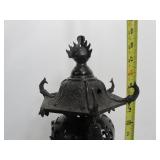 Large Vintage Oriental Bronze Pagoda Dragon Temple Censor Incense Burner