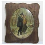 Ornately Framed Antique Full Color Lithograph - John Alden & Priscilla Mullins