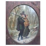 Ornately Framed Antique Full Color Lithograph - John Alden & Priscilla Mullins