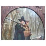 Ornately Framed Antique Full Color Lithograph - John Alden & Priscilla Mullins