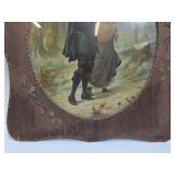 Ornately Framed Antique Full Color Lithograph - John Alden & Priscilla Mullins