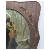 Ornately Framed Antique Full Color Lithograph - John Alden & Priscilla Mullins