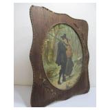 Ornately Framed Antique Full Color Lithograph - John Alden & Priscilla Mullins