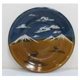 Large Montana Art Pottery Charger w/Elk & Mountain Scene