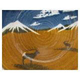 Large Montana Art Pottery Charger w/Elk & Mountain Scene