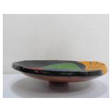 Signed Art Pottery Pedestal Platter w/Fish