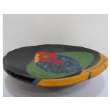 Signed Art Pottery Pedestal Platter w/Fish