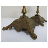 Small Antique Art Nouveau Brass Candlesticks