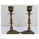 Small Antique Art Nouveau Brass Candlesticks