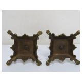 Small Antique Art Nouveau Brass Candlesticks