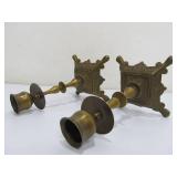 Small Antique Art Nouveau Brass Candlesticks