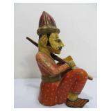 Hand Carved & Painted Vintage Wood Rajasthani Musician Figures